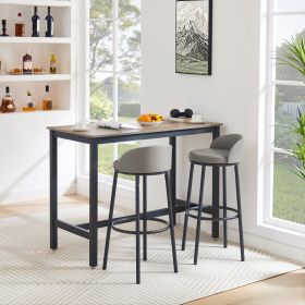 Bar stool Set of 2, 29.3 Inches Barstools with Back and Footrest, for Dining Room Kitchen Counter Bar, Grey and Black, 15'' W x 15'' D x 29.3'' H