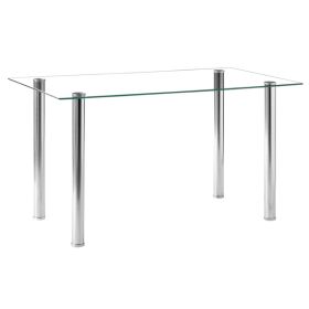 Simple Assembled Transparent Glass & Iron Dinner Table